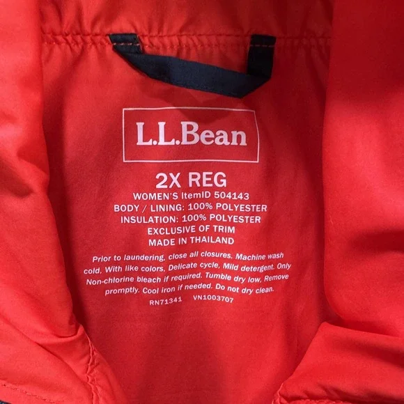 L.L. Bean Jacket Womens 2X Red Quilted Hooded 1/2 Zip Anorak Pullover PrimaLoft - Picture 2 of 8